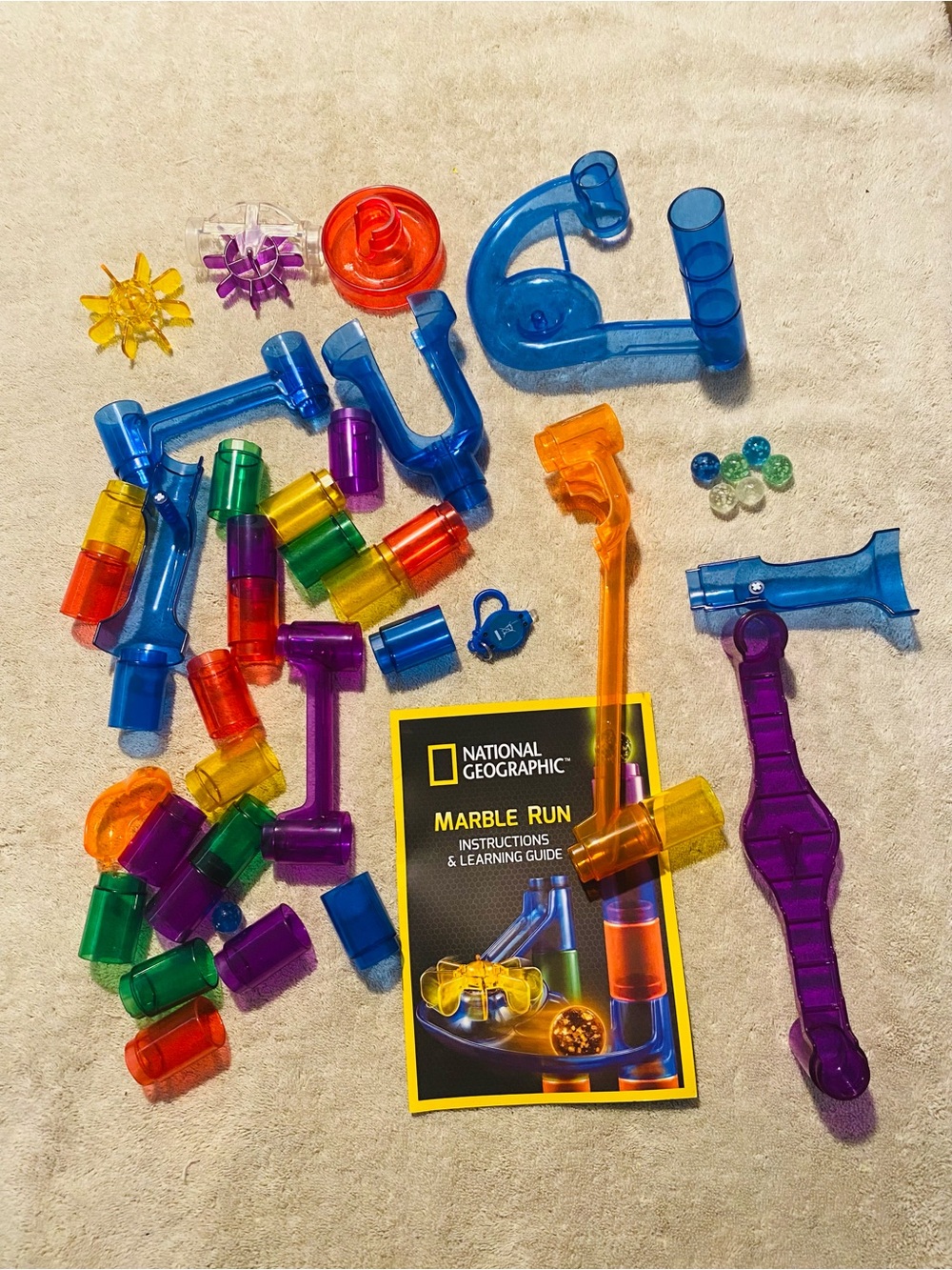 National Geographic Glowing Marble Run 50 Piece STEM Toy Set Complete Open Box
